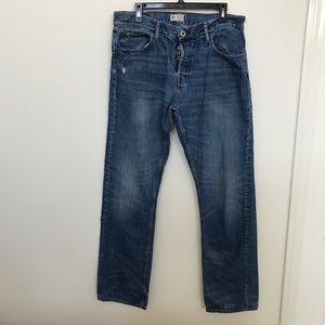 Firetrap London W1 blue jeans men 34×34 button fly straight leg